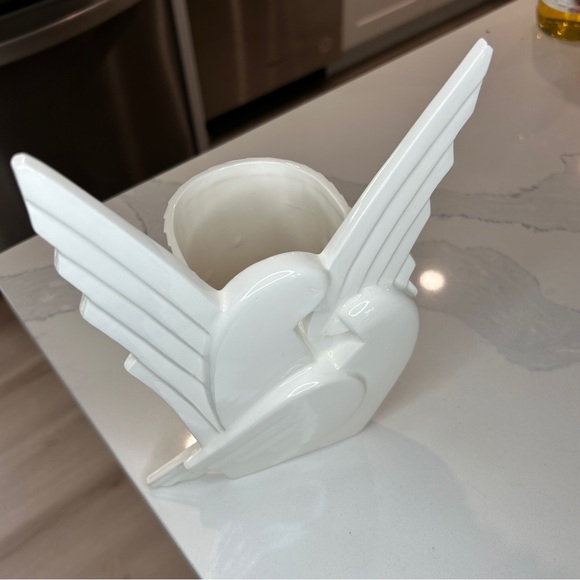 Very Rare Fitz & Floyd All White Pottery Birds Vase - Picture 3 of 10